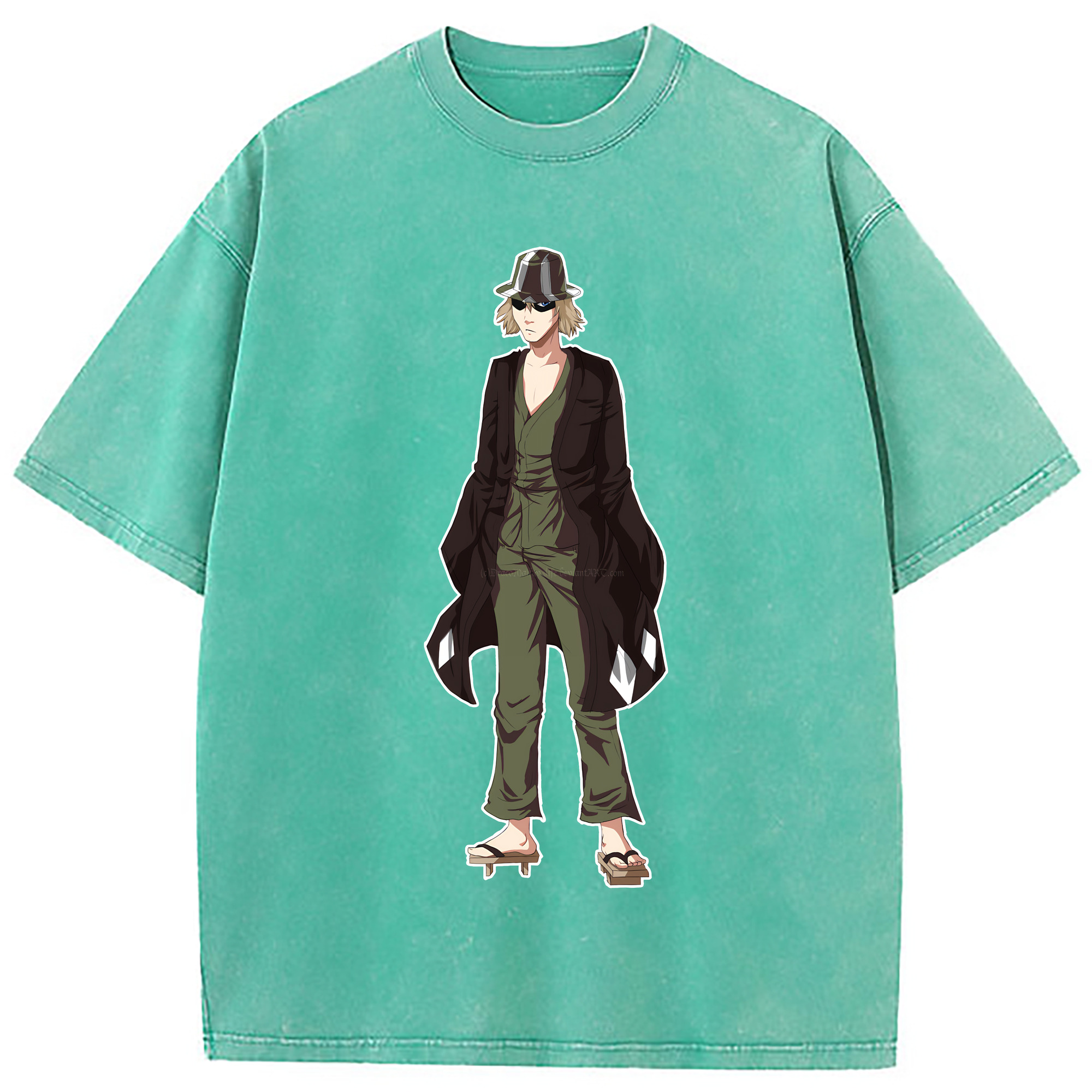 （画像用） "ブリーチ 浦原 喜助（うらはら きすけ） BLEACH Urahara Kisuke " 綿100% ヴィンテージ風 半袖Tシャツ（フロントプリント）